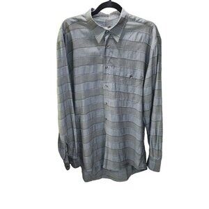 TALLIA Mens Long Sleeve Button Up Shirt Gray‎ Plaid Size L Made in Italy